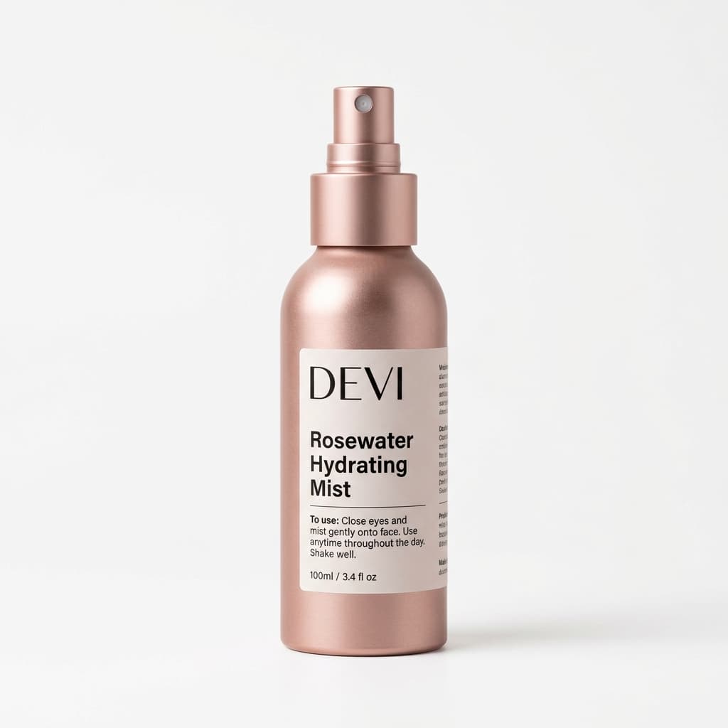 Face mist - compliant white background product image generated by AI