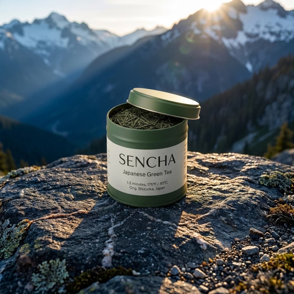 Tea tin - AI lifestyle secondary image for an Amazon listing, same product and label