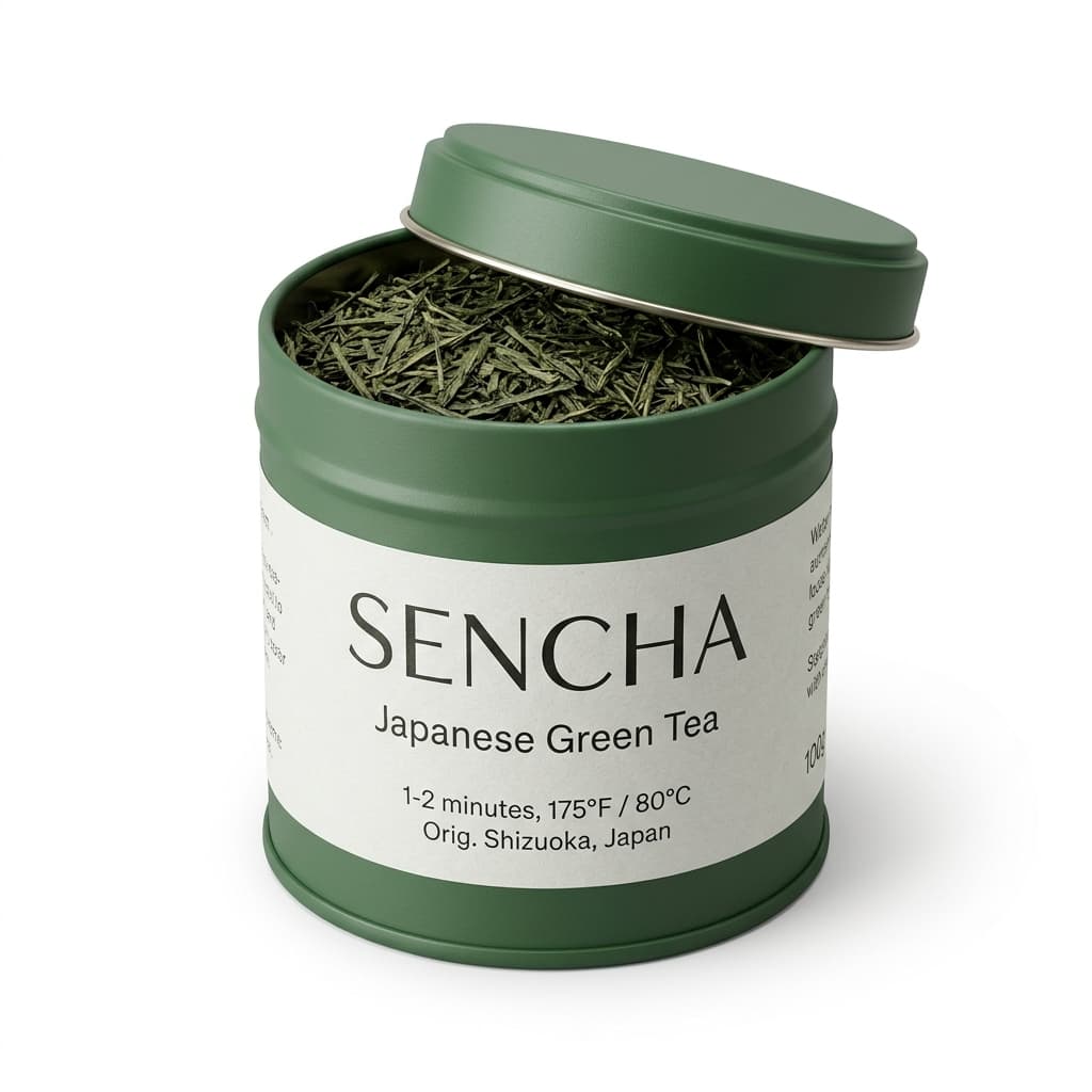 Tea tin - Amazon-compliant white background main image generated by AI