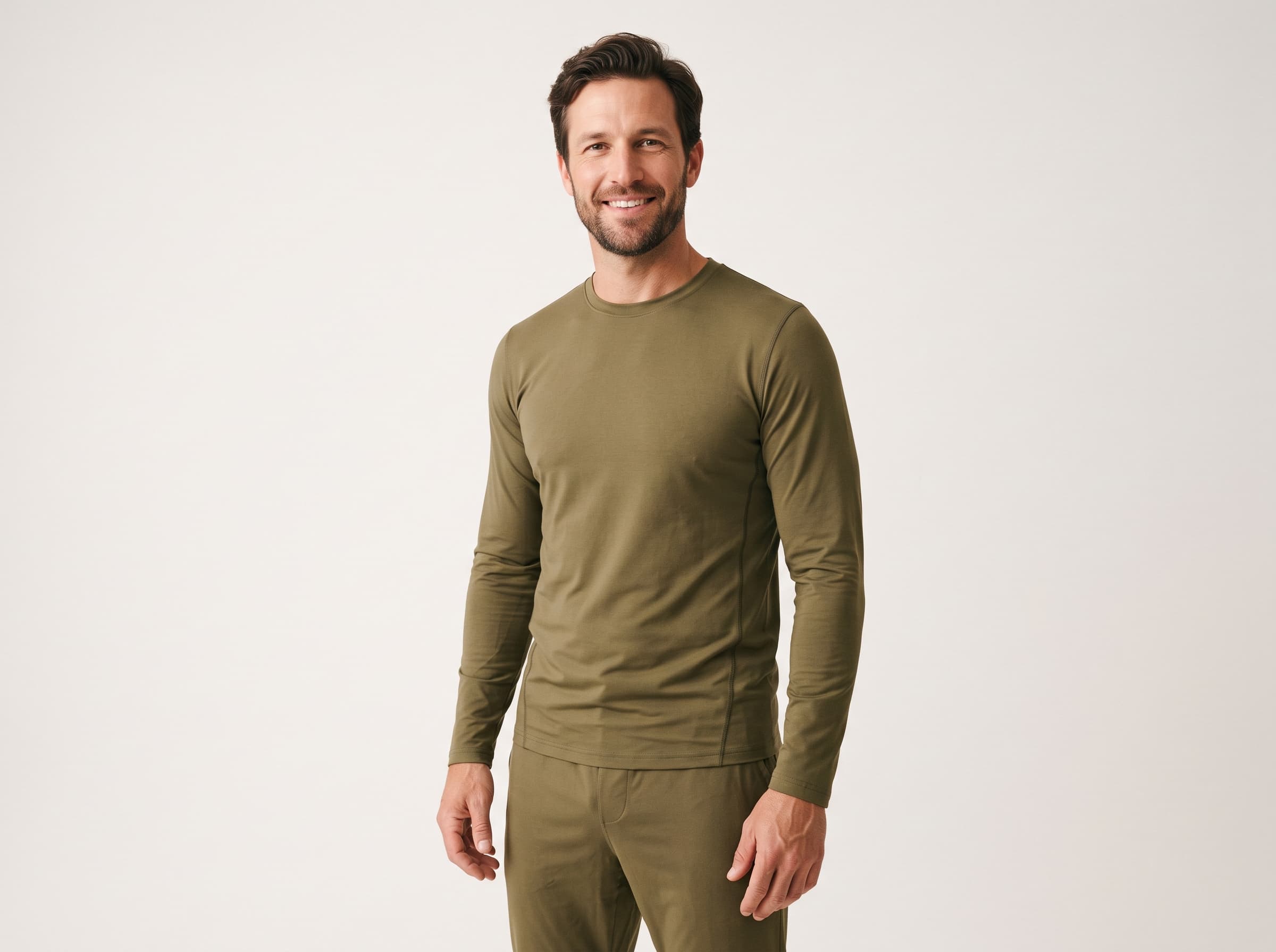AI influencer in athleisure, a fitted performance top with matching joggers