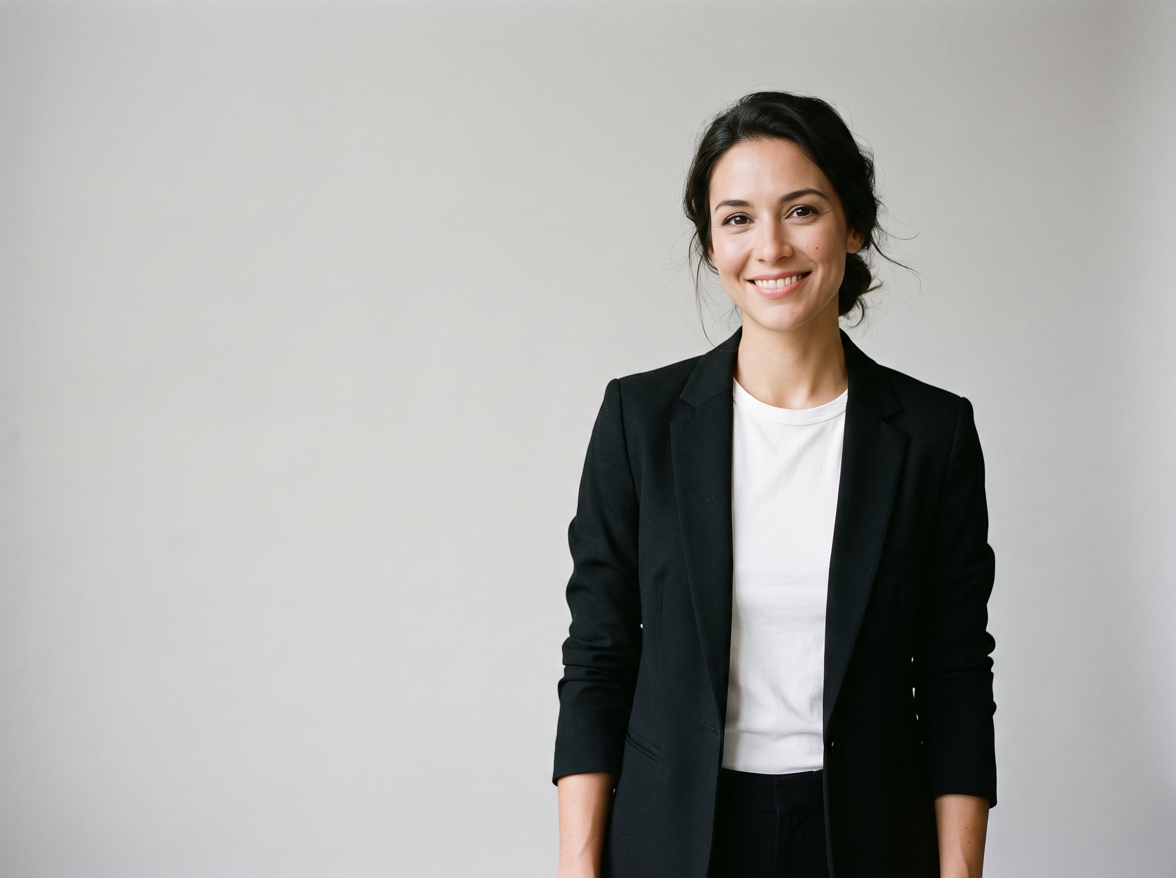 AI influencer rendered on a neutral studio backdrop with soft diffused lighting