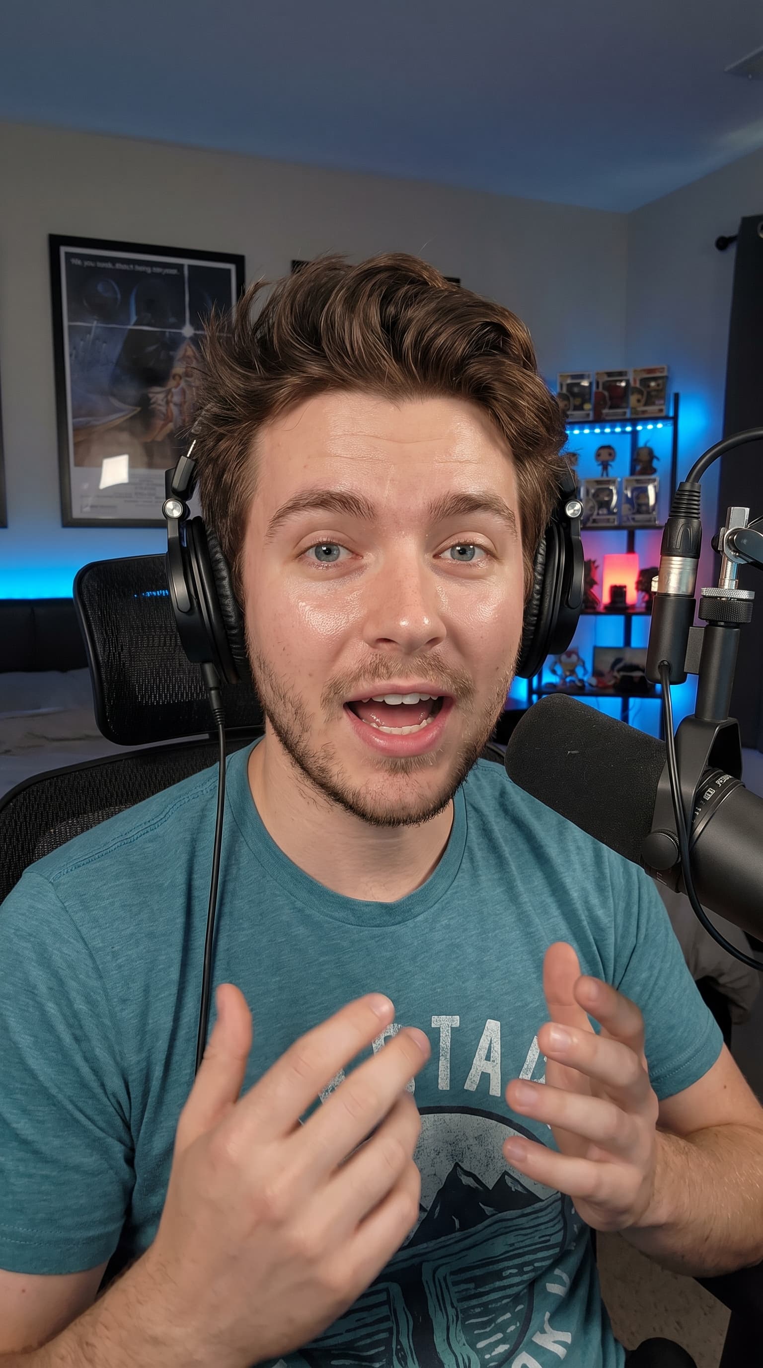 Preset AI influencer for the Gaming & streaming niche, a photorealistic vertical creator shot with a matching setting built in