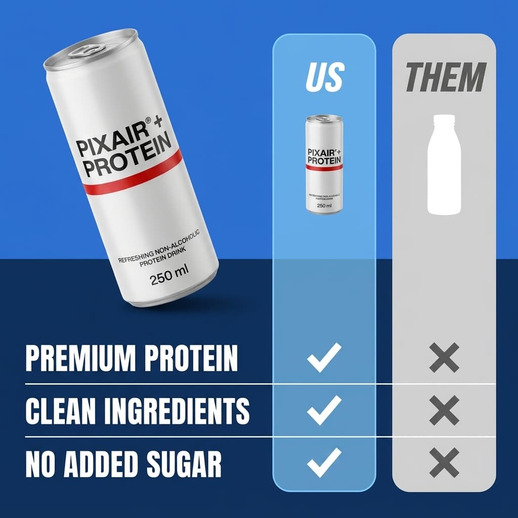 Us versus them comparison static ad for a protein drink