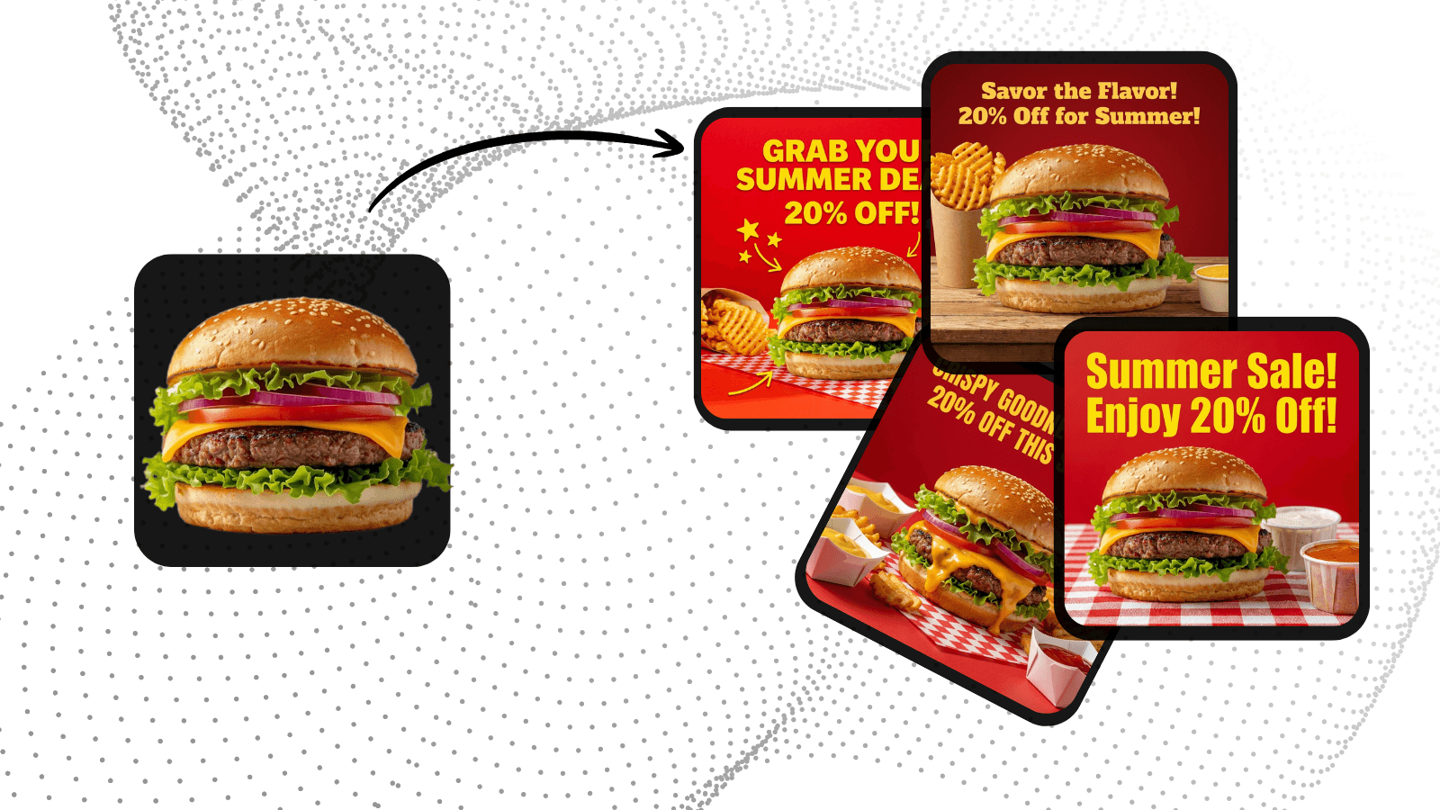 AI Canvas workflow fanning one product photo and a reference creative out into multiple ad variations
