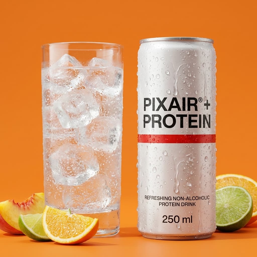 Ad 3 of a matched three-ad beverage campaign set generated from one product photo